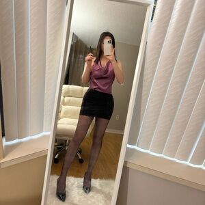 Purple Halter Top and Black Skirt Set